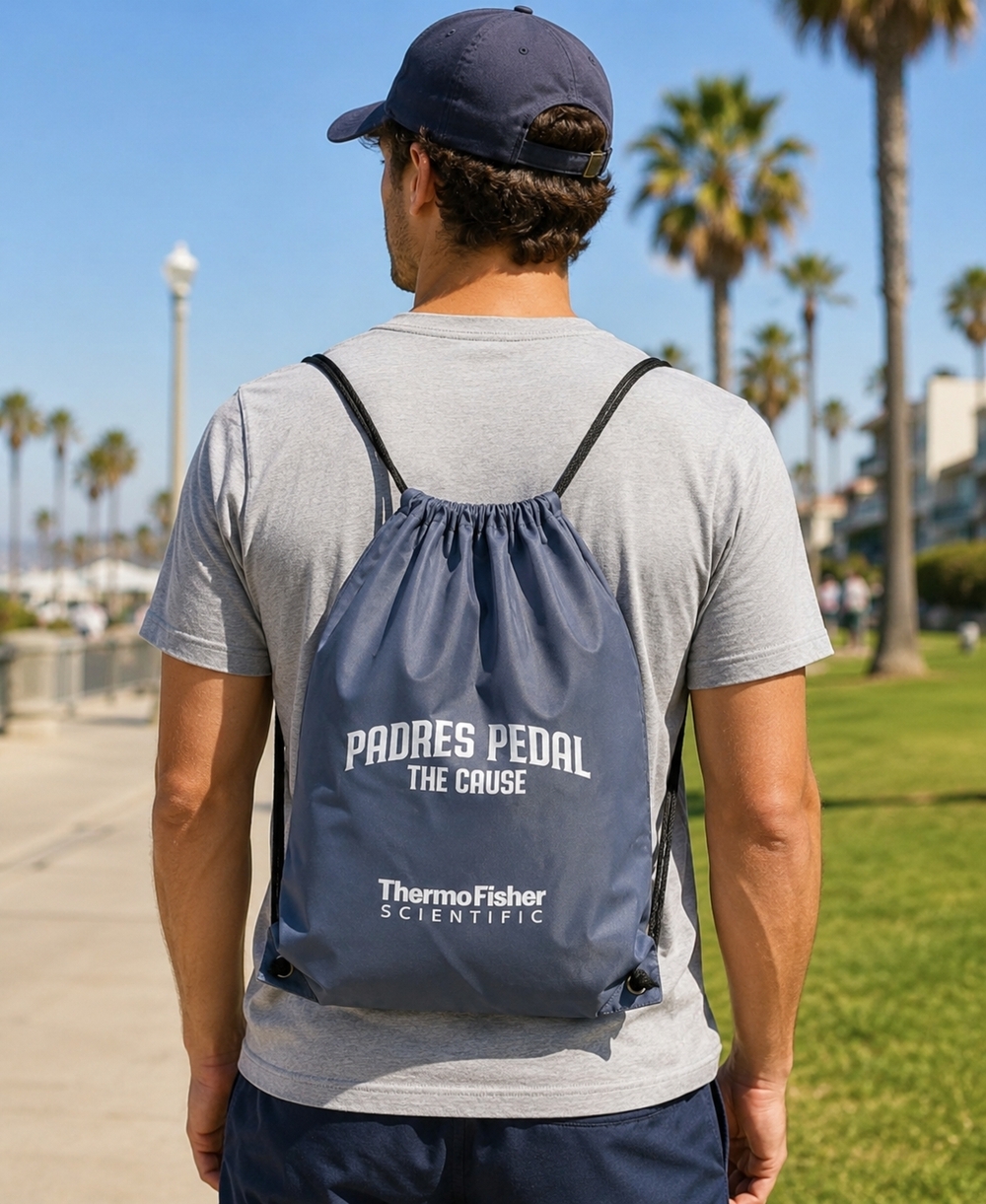 PADRES Grey Nylon Drawstring Backpack Promo Gym Casual Bag New Without Tag
